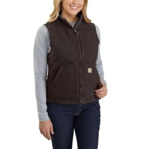 Relaxed Fit Mock Neck Sherpa Lined Vest