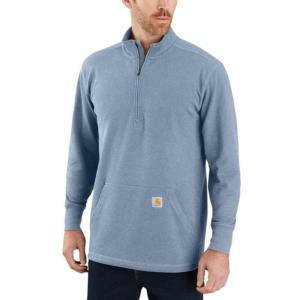 Relaxed Fit Heavyweight Mock-Neck Half-Zip Long Sleeve Thermal Shirt_image