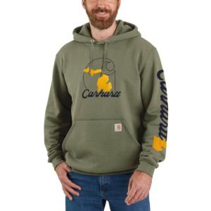 Loose Fit Midweight Michigan Logo Graphic Hooded Sweatshirt_image