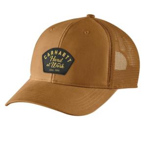 Canvas Mesh-Back Hard Work Patch Ball Cap_image