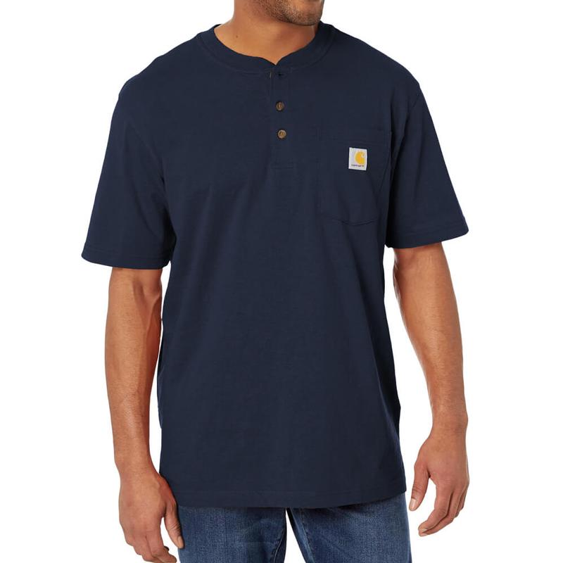 Loose Fit Heavyweight Short Sleeve Pocket Henley T-Shirt K84irr