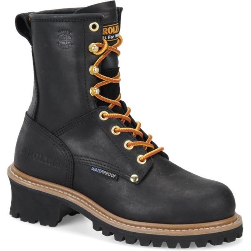 black steel toe logger boots