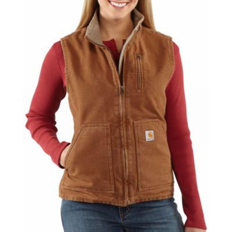 Carhartt Women's Mock Neck Sherpa Lined Sandstone Vest - Irregular WV001irr